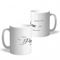 Weiße Kaffeetasse aus Porzellan mit auffälligem Schriftzug „Pankow“